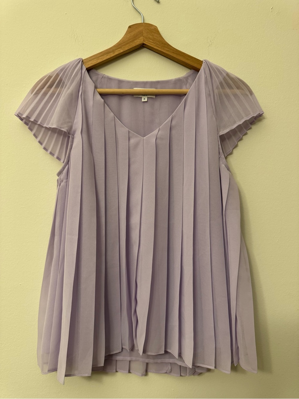 Claudie Pierlot Pleated Top Size 36 Lilac  Lightweight Summer Blouse
